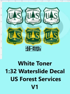 White Toner 1:32 Waterslide Decal US Forest Services V1 - Picture 1 of 2