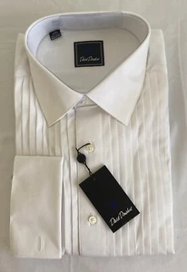 David Donahue Classic White 18 Pleat Bib Front Formal Shirt French Cuff NEW34/35 - Picture 1 of 8