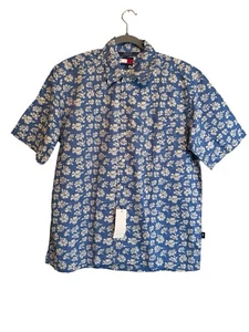 Camisa de Campamento Tommy Hilfiger DE COLECCIÓN Adulto Pequeña Manga Corta Abotonada Azul Nueva con Etiquetas - Imagen 1 de 6