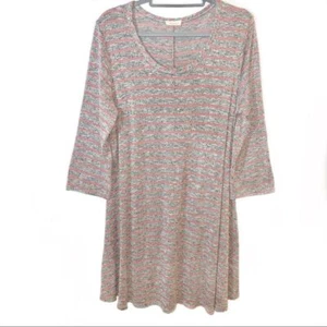 Pinc size 3X gray w mauve stripe soft jersey knit 3/4 sleeve pullover tunic top - Picture 1 of 7