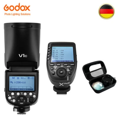 Godox V1C TTL HSS Rundkopf Blitz mit Akku + Xpro-C Auslöser Für Canon + Zubehör - Bild 1 von 4