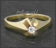 Diamant Ring, 0,11ct Brillant Solitär; River D, Si2, 585 Gold, Vintage um 1960