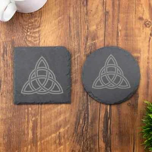 Montaña rusa de pizarra con nudo celta grabada con láser - Imagen 1 de 6