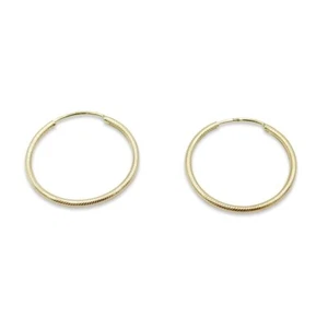Gold Earrings Patterned Sleepers 9ct 23mm Ladies - Picture 1 of 5