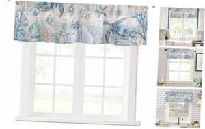 Coastal Sea Turtle Valances for Windows, Nautical Beach Kitchen Curtains - Picture 1 of 8