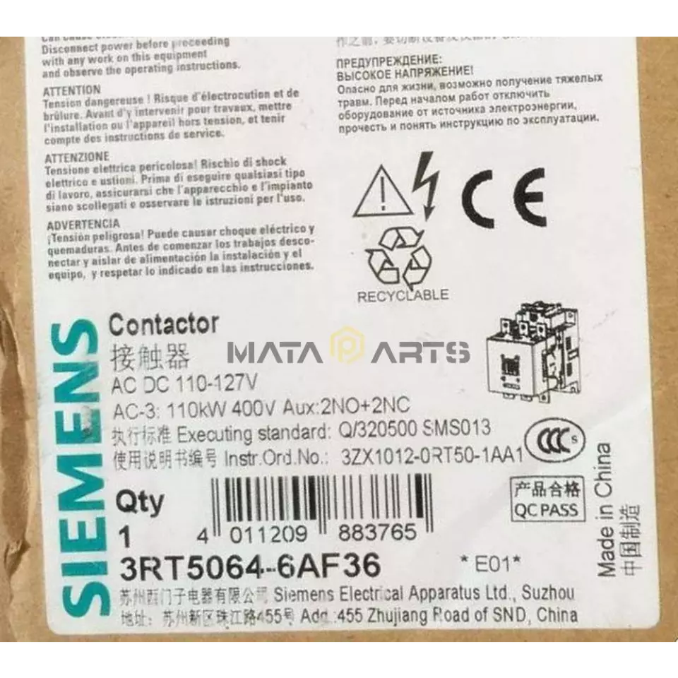 Contactor 3RT5064-6AF36 SIEMENS ¡Nuevo en Caja!Spot Goods Zy Foto 1 de 1