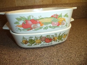 Vintage 2 Stück Corning Ware Kasserolle L'Echalote Spice Of Life A-1-B & Golden Harvest - Bild 1 von 7