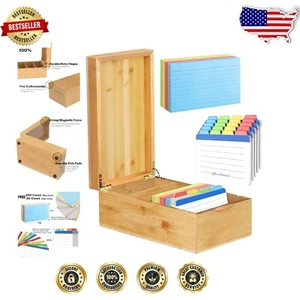 Durable 600-Card Capacity Index Card Holder with Magnetic Closure - Light Brown - Picture 1 of 10