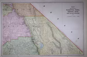 1892 Map ~ MARIPOSA - FRESNO - MONA - INYO - TULARE Co., CALIFORNIA (14x22) - Picture 1 of 4