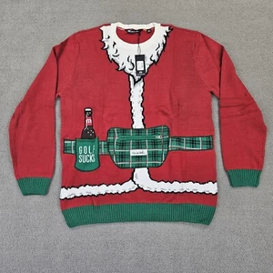 Travis Mathew Christmas Sweater Mens XXL Santa Clause Beer Golf Pullover Pocket - Picture 1 of 11