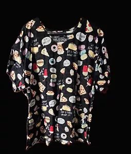 Zoe + Chloe Let's Taco Bout It pizza caffè Nom donna 3x scrub top usato in ottime condizioni - Foto 1 di 2