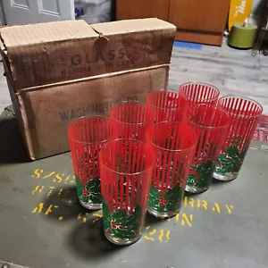 Set di 8 bicchieri/bicchieri a sfera alti natalizi vintage Washington Glass Holiday - Foto 1 di 11