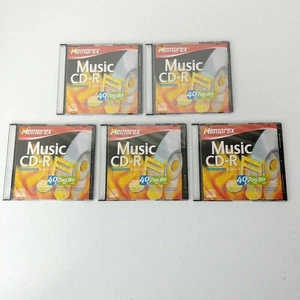 5 Pack Memorex Music CD-R Recordable 700mb 80 Minute, 40x NEW - Picture 1 of 6