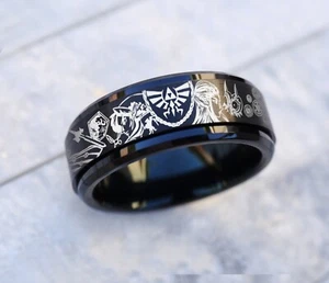 The legend of Zelda Ring, Zelda Spinner Ring, Tungsten Carbide Wedding Ring  8mm - Picture 1 of 3