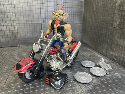 Biker Mice From Mars Throttle Martian Monster Bike Complete w/helmet 1995 Galoob Cover