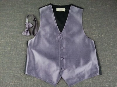 2pc Tuxedo Formal Wear Vest Bow Tie Jean Yaes Size Medium Lavender - Image 1 of 4