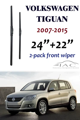 Paquete de 2 limpiaparabrisas delantero 24"+22" para Volkswagen Tiguan 2007-2015 Foto 1 de 2