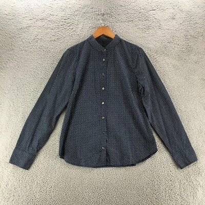 J.Crew Button Up Shirt Mens 14 Blue Polka Dot Long Sleeve Peter Pan Collar - Image 1 of 4