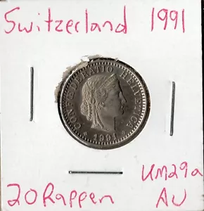 Coin Switzerland 20 Rappen 1991 KM29a - Picture 1 of 2