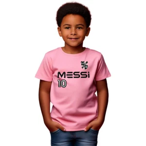 Messi Number 10 Soccer Logo Pink Unisex Kids T-Shirt. US Child Sizes. Brand New! - Picture 1 of 3