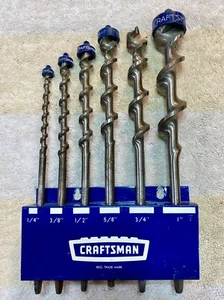 Vintage Craftsman 6 pc Auger Bit Set with Wall Mount, No. 9-4156, ca. 1959-1980 - Picture 1 of 5
