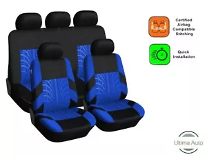 FULL SET BLUE FABRIC SEAT COVERS FOR TOYOTA YARIS AVENSIS RAV4 AURIS COROLLA - Picture 1 of 9