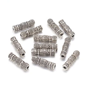 20x Tibetischer Stil Tube Perlen Nudel Perle Zwischenring Perle Antik Silber Loch 3 mm - Bild 1 von 2