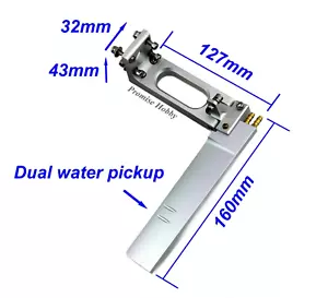 160mm Blade Aluminum Rudder /w Dual Water Pickups for Gas Nitro Electric RC Boat - Picture 1 of 5