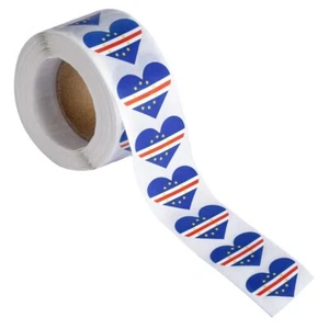 Cape Verde Flag Heart Stickers * 500 Per Roll (1" x 1" - 25mm) Cabo Verde - Picture 1 of 1