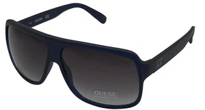 Occhiali da sole uomo Guess blu opaco rettangolari avvolgenti in plastica, lenti sfumate GF0204. 91B - Foto 1 di 12
