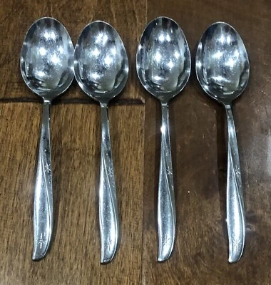 4 Vintage MCM Community Betty Crocker Turn Star Stainless Soup Spoons - Image 1 of 4