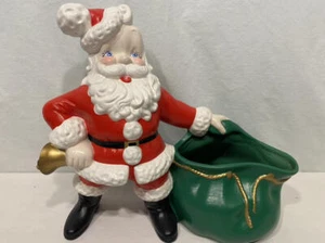 Vintage Weihnachten Handarbeit Atlantic Form 1969 Keramik Santa Spielzeug Tasche Figur Übertopf - Bild 1 von 20