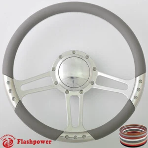 14" Billet Steering Wheel Light Gray Half Wrap GMC Trucks Blazer El Camino Jimmy - Picture 1 of 4