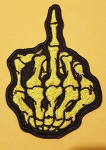 F uck You Middle Finger Embroidered patch approx 2.25x3.5" - Picture 1 of 2