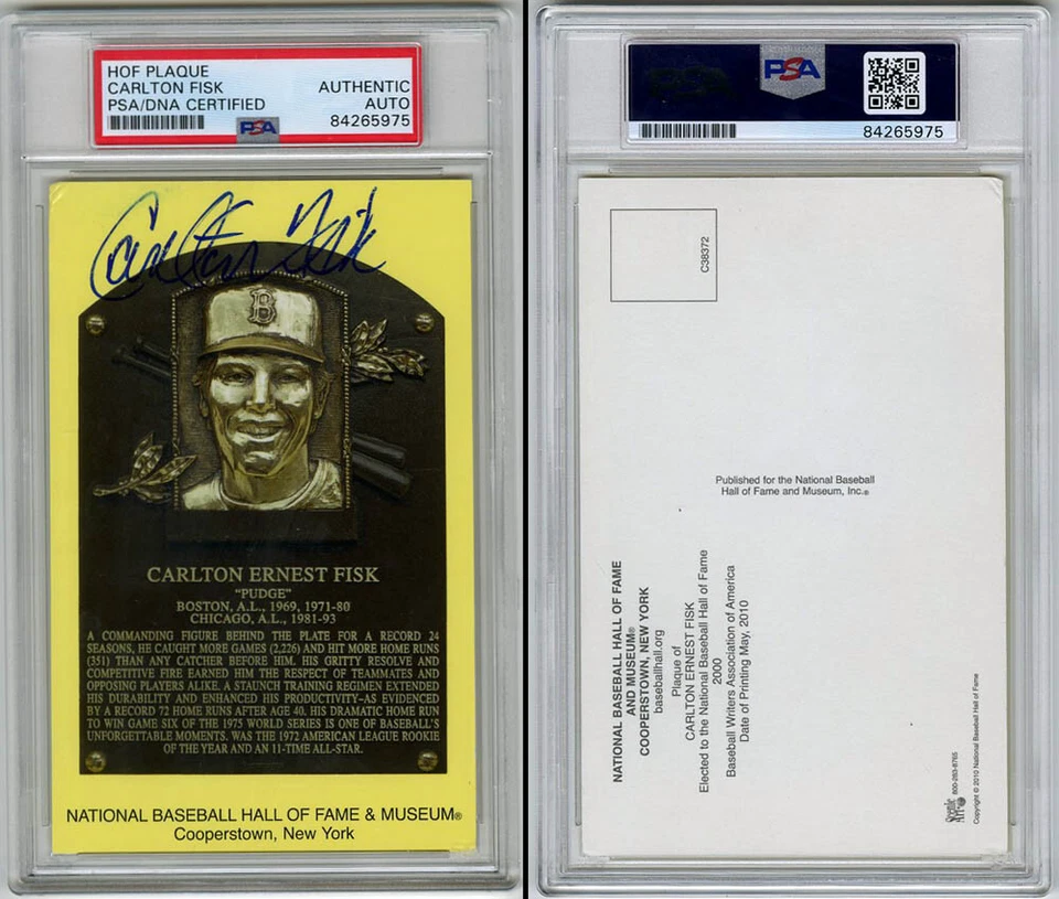 Carlton Fisk SIGNED Baseball Hall of Fame Plaque Bos Red Sox PSA/DNA AUTOGRAPHED - Image 1 of 1