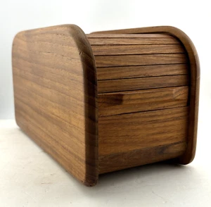 VTG Kalmar Designs Floppy Disc Teak Wood Roll Top Organizer Storage Case Box - Photo 1/15