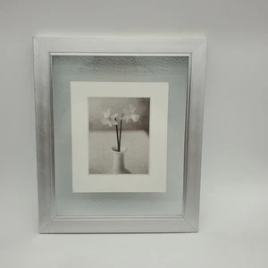 Black and White Print of Daffodils in Glass and Silver Tone Picture Frame - Picture 1 of 6