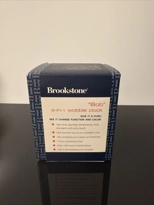 Brookstone Bob 5-In-1 Wobble Clock Silver New In Box Interactive Timer Battery - Image 1 of 4