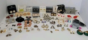 Lot Of Vintage Costume Jewelry Lot Some New 1990s-2000s Earrings Pins Fashion - Picture 1 of 14