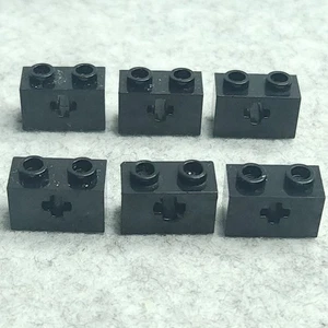 LEGO Black 32064 Technic Brick 1x2 Axle Hole Lot of 6 - Picture 1 of 5