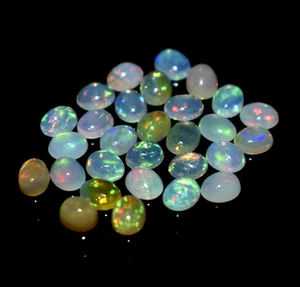 Lote de 29 piezas de piedras preciosas de ópalo etíope blanco natural forma ovalada 7,12 quilates 5x4 - Imagen 1 de 5