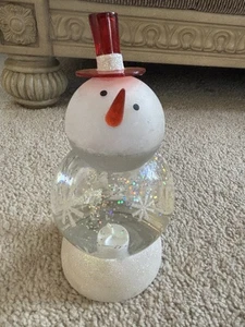Hallmark 2007 Schneemann Weihnachten Schneekugel 7" LED Farben wirbelnder Glitzer Schnee - Bild 1 von 10