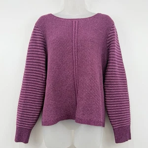 Maglione Sundance lana di agnello donna M viola righe accogliente boho a costine - Foto 1 di 11