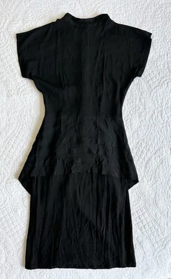 Vintage 80’s Destinee Black Dress High Neck Pleated Hip Peplum Tiered Size 6 EUC - Image 1 of 4