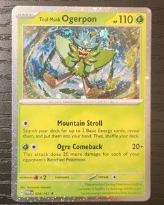 Teal Mask Ogerpon 24/167 NM Cosmos Holo Swirl Promo Pokemon Twilight Masquerade - Picture 1 of 3