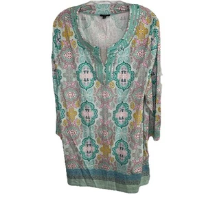 Top informal manga larga cuello redondo boho colorido de Talbots talla 2X - Imagen 1 de 4