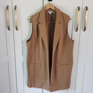 Chicos gilet blazer smanicato donna 2 grandi tasche spolverino lungo marrone chiaro - Foto 1 di 8