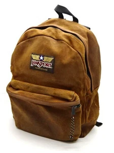 Jansport Adventure USA All Leather Suede Backpack Daypack Brown - Picture 1 of 7