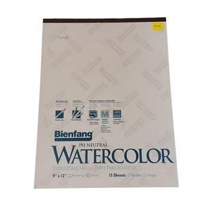 Carta acquerello neutra Bienfang PH vintage 1996 9" x 12" nuova - Foto 1 di 5