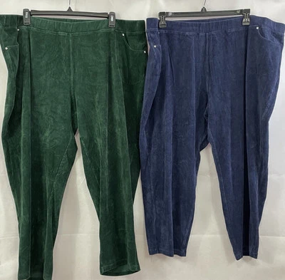 Quacker Factory Corduroy Pull-On Slim Leg Pants Lot 2 Size 3X Short  A270900 BN5 - Image 1 of 4
